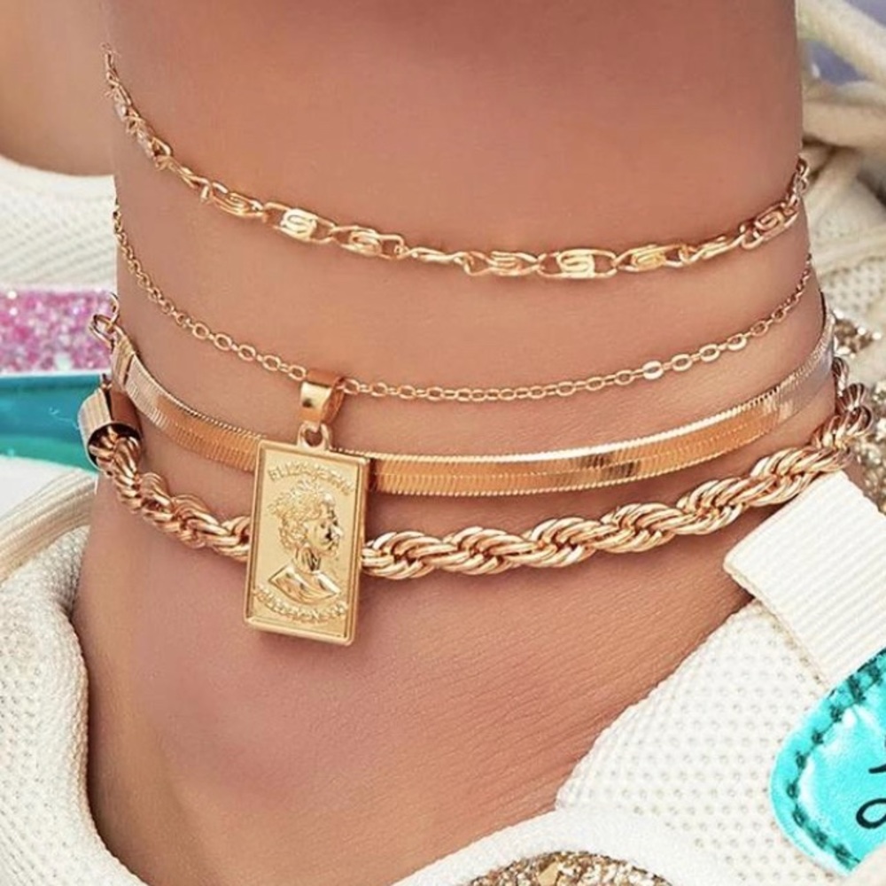 4pc gold plated anklet